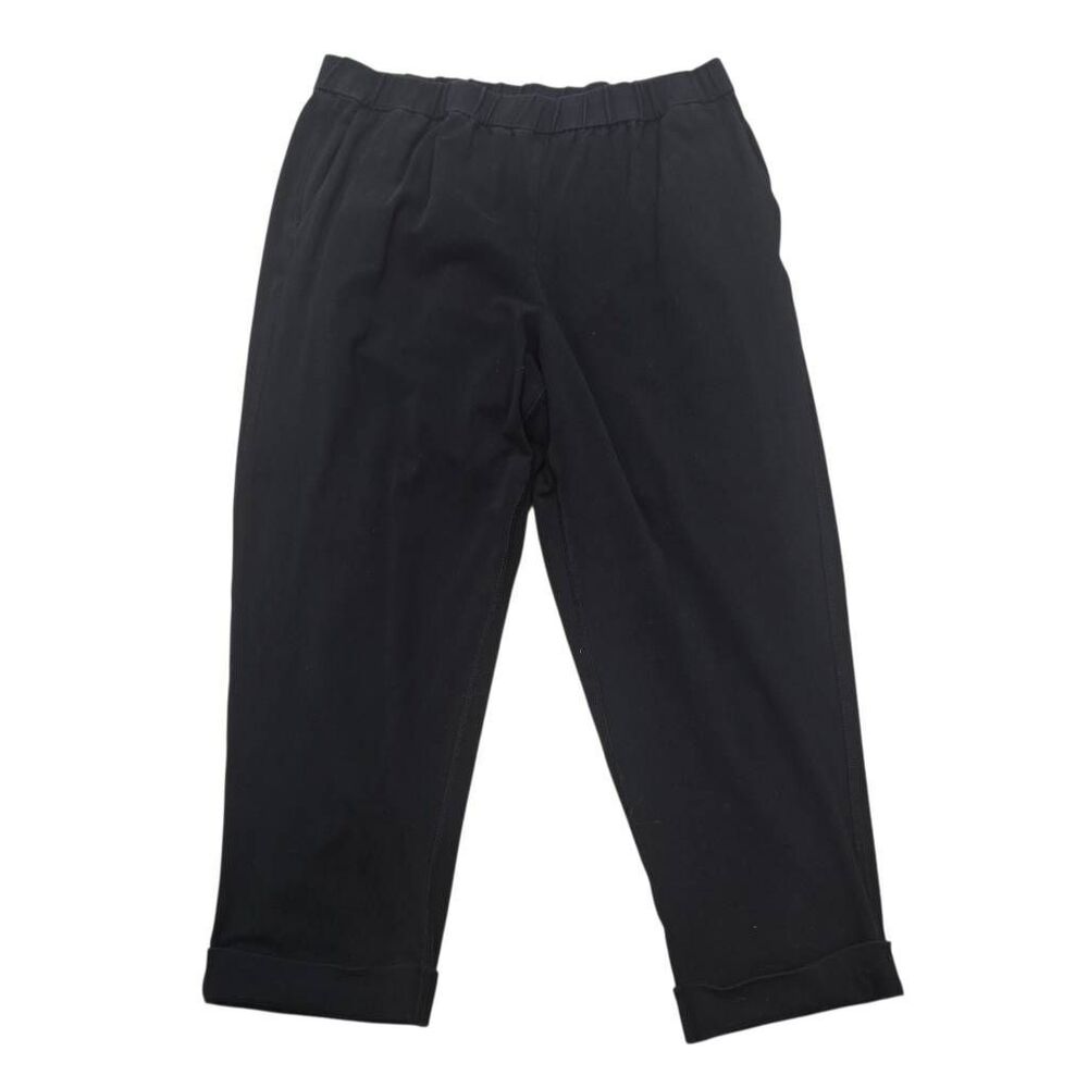 Eileen Fisher Cropped Pants Women's Medium Black Stretch Pockets Cuffed Leg